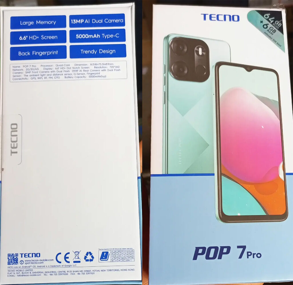 Tecno Pop 7 Pro phone launched with Helio A22 processor. Tecno Pop 7 Pro 5000mAh ব্যাটারি ও Helio A22 প্রসেসর সহ লঞ্চ হয়েছে