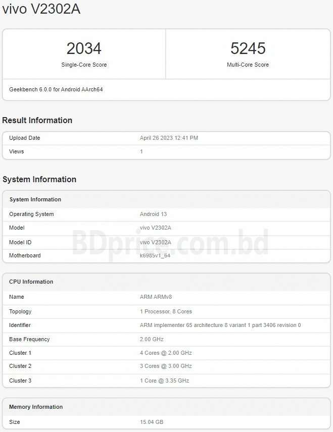 iQOO Neo 8 Pro Scores High on Geekbench