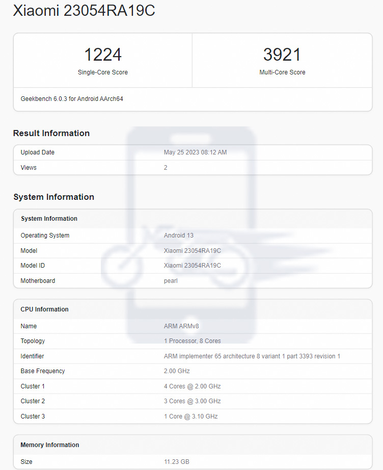 Redmi Note 12T Pro Spec Leak on Geekbench
