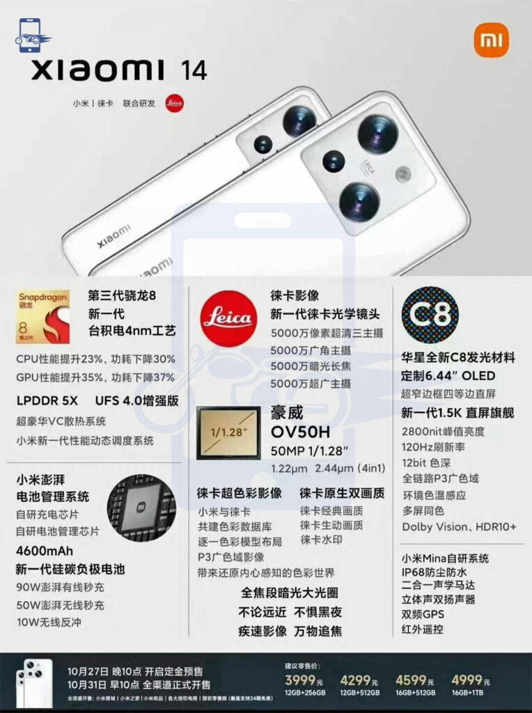 Xiaomi 14 Full Specifications Leak
